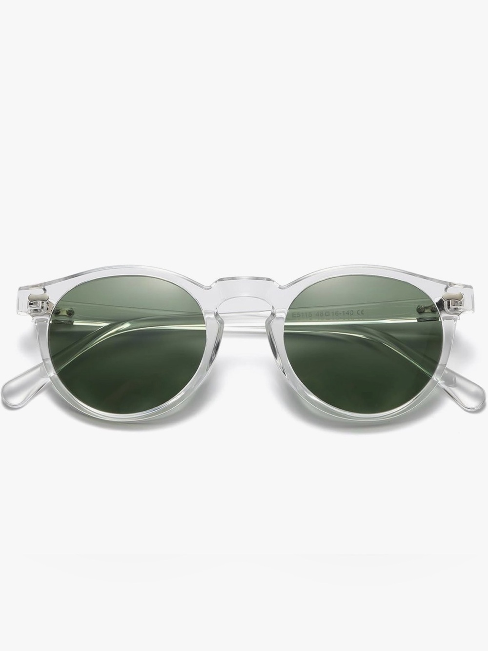 Gleyemor Vintage Polarized Round Sunglasses | Transparent/G15 Green